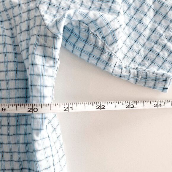 Quiksilver Mens Windowpane Check Short Sleeve Button Up Shirt Blue White Medium - Picture 3 of 6